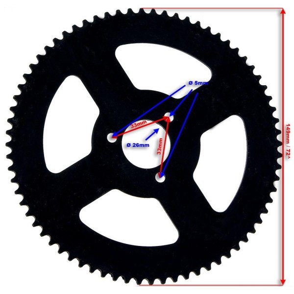 Couronne Renforcée 72 Dents pour Pocket Bike Haut de Gamme - RiderProShop